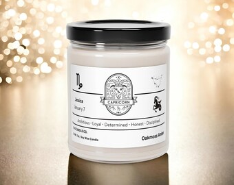Vela de soja del zodiaco: regalo de cumpleaños astrológico personalizado, aroma a eucalipto