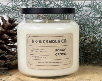 Vela de bergamota y musgo / Vela de 3 mechas de 425 g / Vela con aroma a tierra / Aroma fresco a madera / Fragancia de lujo para el hogar / Vela inspirada en la naturaleza