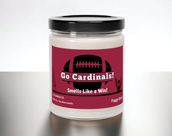 Cardinals Football Candle: 7oz Soy Wax, Game Day Gift