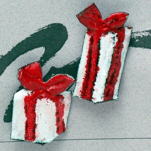 White and Red Gift Box Enameled Pins