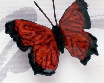 Orange Butterfly Enameled Critter Pin