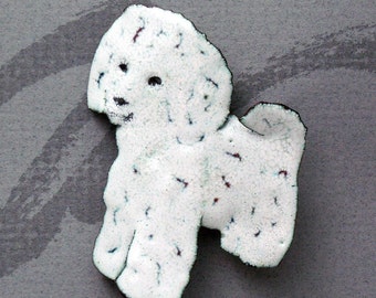 White Bichon Frise Enameled Dog Pin