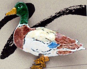 Mallard Duck Enameled Critter Pin