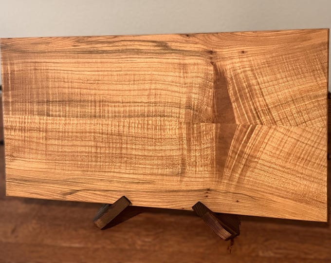Featured listing image: Solid Spalted maple "book matched" Charcuterie board with black iron handles