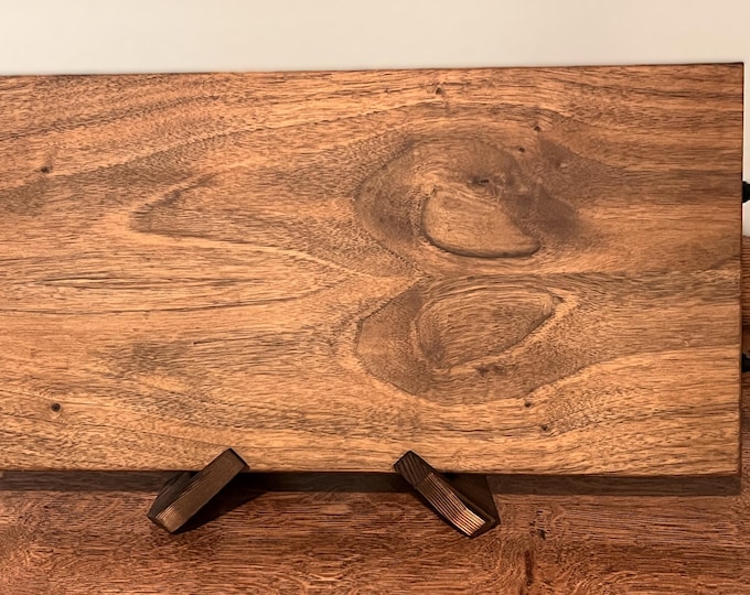 Featured listing image: Book-matched solid walnut "book matched" Charcuterie board with black iron handles