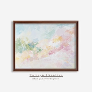 Soft Pastel Abstract Landscape Oil Painting Print, Dreamy Watercolor Nature Wall Art, Printable Digital Art Print | TAM-LAN-018