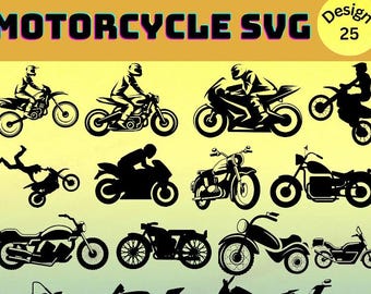 Motorcycle Silhouette SVG Pack: 10 Designs (Digital Download)