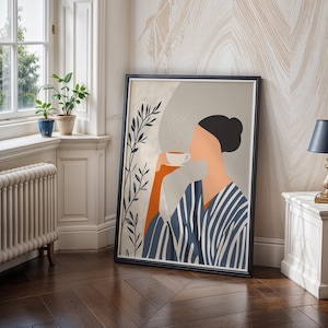 Contemporary Striped Wall Art, Abstract Woman Decor, Colorful Art Print, Stripes Print, Minimalist Portrait Illustration, Eclectic Fine Art
