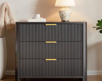 Oversized Nightstand With 3 Drawers Wide Bedside Table Modern Bedroom Storage Cabinet