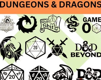 Dice Dragon Dungeons and Dragons SVG Bundle (Digital Download)
