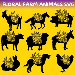 Farmhouse SVG, Floral Chicken SVG, Floral Farm Animals SVG, Chicken svg, Farmhouse Sign, Farmhouse Decor svg, Farm Life, Cut File Cricut