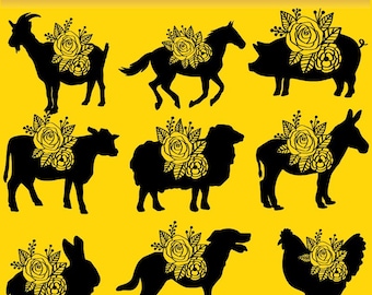 Floral Chicken SVG: Farmhouse Animals, Sign Design (Digital Download, AI Files Included