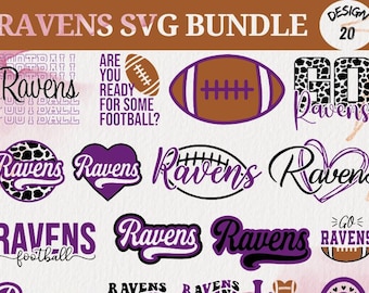 Paquete SVG de fútbol americano de los Ravens: mascota, equipo deportivo (descarga digital)