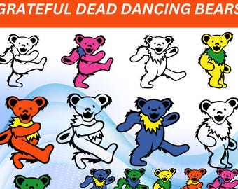 Grateful Dead Dancing Bears SVG, PNG, DXF (Digital Download)