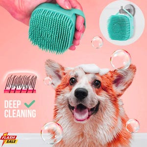 2-in-1 Cleaning + Deshedding Tool, Soft Silicone Dog  and Cat Bath Massage & Wash Brush, Effective Pet Cleaning Pet Comb Dog Shampoo Brush