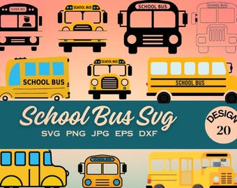 Paquete SVG de autobús escolar: Clipart de regreso a clases (archivos digitales)