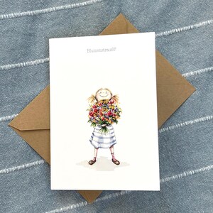 Blumenstrauß? | Bunte Grußkarte mit liebevollem Aquarellmotiv | A6 | auf hochwertigem Kunstdruckpapier gedruckt | inkl. Kraftpapierumschlag