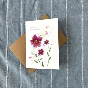 Grußkarte mit Wunschtext | Muttertag | Kommunion | Hochzeit | Karte für alle Anlässe | mit fröhlichem Aquarellmotiv | A6 | inkl. Umschlag