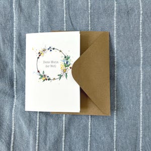 Grußkarte mit Wunschtext | Muttertag | Kommunion | Hochzeit | Karte für alle Anlässe | mit Blumenkranz-Aquarellmotiv| A6 | inkl. Umschlag