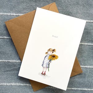 Blume? | Grußkarte mit liebevollem Aquarellmotiv | A6 | auf hochwertigem Kunstdruckpaper gedruckt | inklusive Kraftpapierumschlag