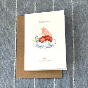 Zur Geburt | Süße personalisierbare Karte mit niedlichem Fuchs-Motiv |  A6 Klappkarte | auf Fine-Art-Papier gedruckt | Inkl. Umschlag