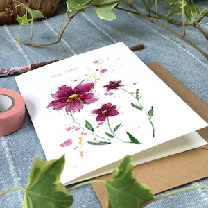 Grußkarte Alles Gute mit Aquarellblumen | Glückwunschkarte | A6 | auf hochwertigem Kunstdruckpapier gedruckt | inkl. Kraftpapierumschlag