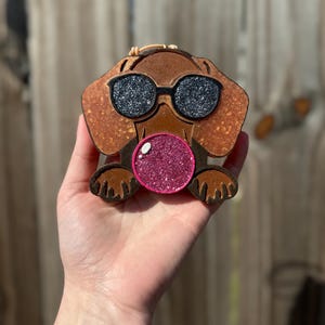 Glitter Dachshund Bubblegum Freshie - Cute Doxie Air Freshener - Made to Order