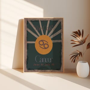 Cancer Zodiac Sign Digital Wall Art Cancer Home Decor Retro Zodiac Print Vintage Astrology Poster Printable Wall Art Trendy Astrology Art