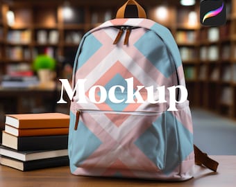 Backpack Procreate Mockup Seamless Pattern Mockup for Procreate Digital Mockup Download Mockup for Patterns School Mockup Bookbag