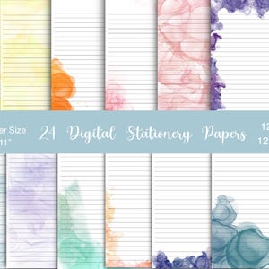 Printable Abstract Stationery Bundle US Letter Size Lined and Unlined Paper for Writing Journal Paper Note Paper PNG Digital Paper Pack