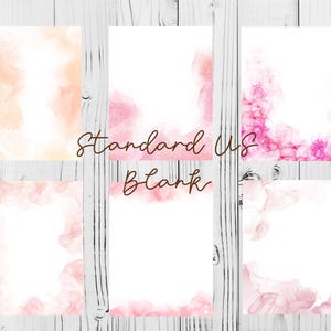 May include: Set of six digital paper backgrounds featuring watercolor-style designs in shades of pink and orange. The backgrounds are perfect for creating invitations, cards, and other digital projects.