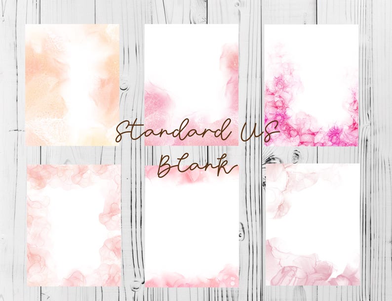 May include: Set of six digital paper backgrounds featuring watercolor-style designs in shades of pink and orange. The backgrounds are perfect for creating invitations, cards, and other digital projects.