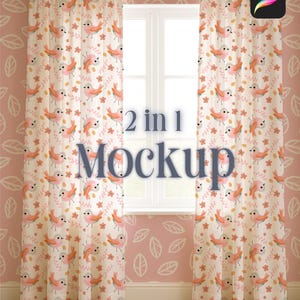 2 in 1 Curtains and Wallpaper Procreate Mockup Seamless Pattern Mockup for Procreate Digital Mockup Furniture Mockup Fabric Design Mockup