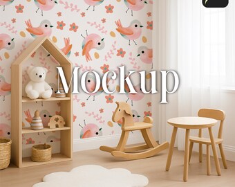 Children’s Room Wallpaper Mockup for Procreate Seamless Pattern Mockup Wall Mockup for Product Display Kids Room Mockup Playroom Mockup