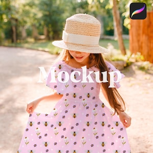 Little Girl Dress Procreate Mockup Seamless Pattern Mockup for Procreate Digital Mockup Download