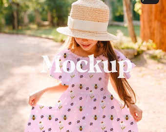 Little Girl Dress Procreate Mockup Seamless Pattern Mockup for Procreate Digital Mockup Download