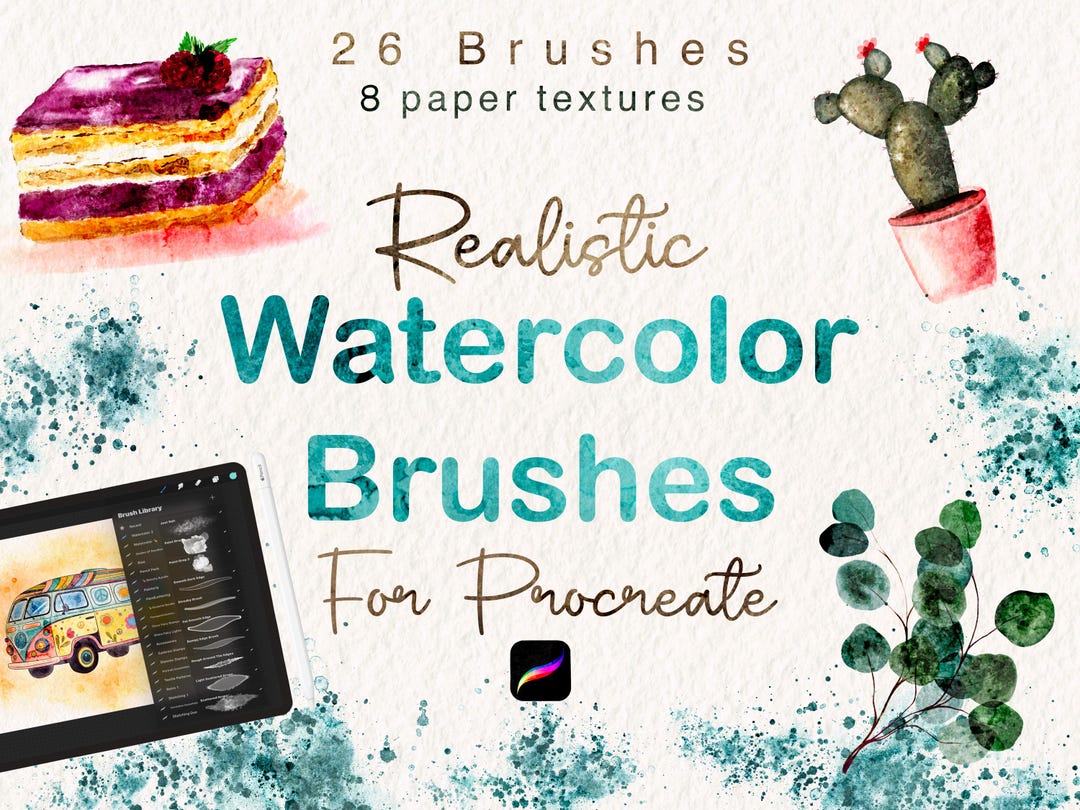 Realistic Procreate Watercolor Brush and Paper Texture Set | Beginner ...
