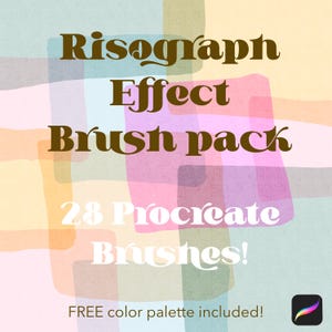 Pincéis de efeito Risograph para Procreate | Conjunto de 28 pincéis | Conjunto de pincéis retrô para Procreate | Kit de pincéis Riso | Conjunto de pincéis digitais