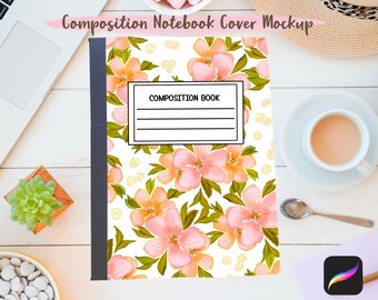 Zusammensetzung Notebook Cover Mockup für Procreate Schulanfang Mockup Benutzerdefiniertes Notebook Cover Mockup Muster Mockup für Notebooks
