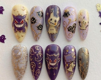 Unhas Mikyugengar Ghostly Pocket, Coleção de Criaturas Fantásticas, Conjunto de Unhas com Personagens Kawaii de Anime, Presentes para Gamers