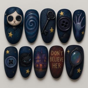 Spooky Halloween Cartoon Nails, Handmade Cute Press On Nails, Spooky 3D Nails Art, Gothic Nails