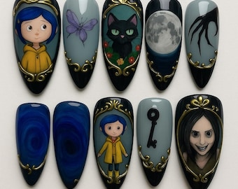 Spooky Scary Nails, Handmade Cute Press On Nails, Spooky 3D Nails Art, Horror Movie Nails