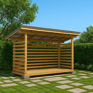 Firewood Shed DIY Plans: Outdoor 2-Cord Wood Storage (PDF Plans)
