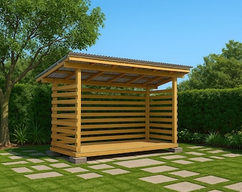 4 x 10 Firewood Shed DIY Plans: Outdoor 2-Cord Wood Storage (PDF Plans)