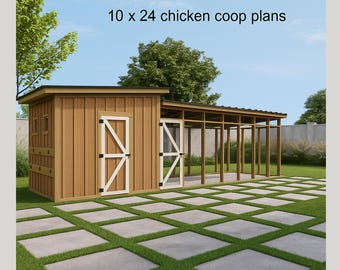 DIY Chicken Coop Plans with Run – Modern Backyard Chicken House (PDF)