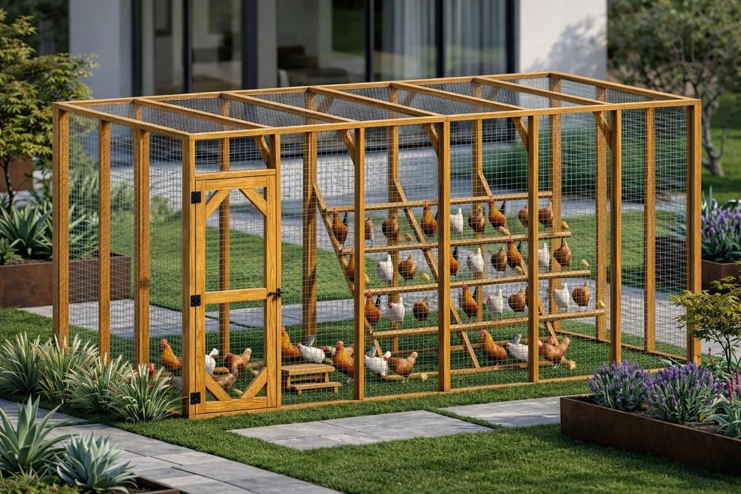 DIY Chicken Run Plans 8x16: PDF Download for 20 Chickens - Etsy