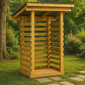 DIY Firewood Shed Plans: Outdoor Wood Rack, 2 Cord Storage (PDF Plans)