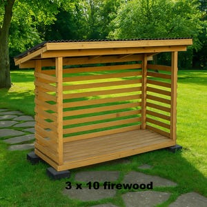 New 2025 3x10 Firewood Shed Plans - Build Firewood Storage Garden - DIY Firewood Rack Outdoor -2 Cord Wood Shed DIY Plans