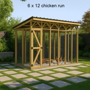 DIY Chicken Run Plans 6x12 for 10 Chickens Plans Chicken Run Chicken Pen Plans PDF Download Chicken Coop Runs Easy chicken coop run