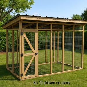 DIY Chicken Run Plans 8x12 for 15 Chickens Plans Chicken Run Chicken Pen Plans PDF Download Chicken Coop Runs Easy chicken coop run